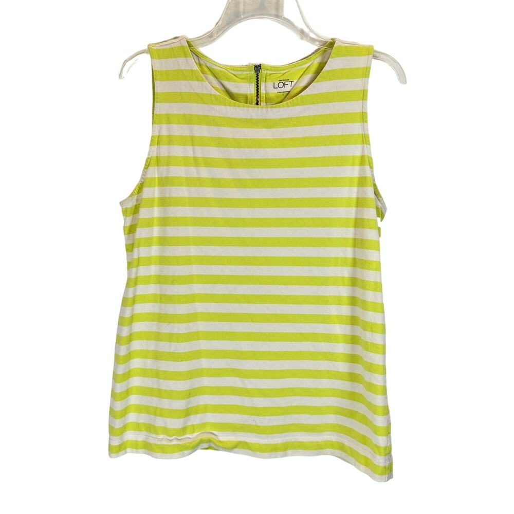 LOFT Yellow Striped Sleeveless Tank Top - Size Large